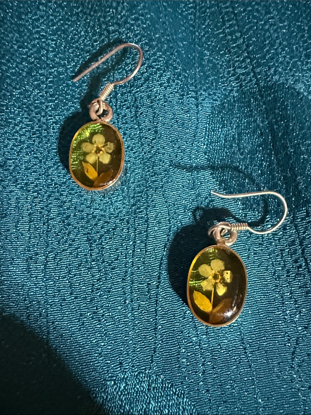 Handmade Yellow Floral Resin Dangle Earrings